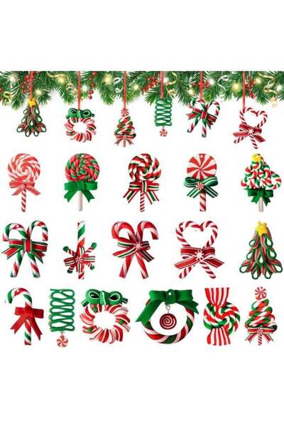 Generic 16PCS Christmas Lollipop Ornaments, Wooden Christmas Candy Pendants P...
