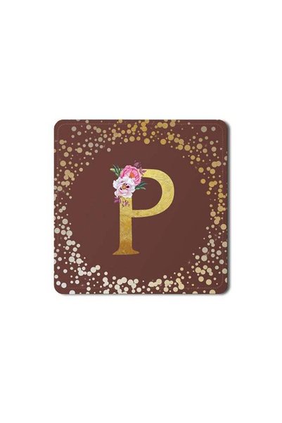 Generic 2 Pack Designer Leather Coasters Mat for Beverage Drinks- Custom Mono...