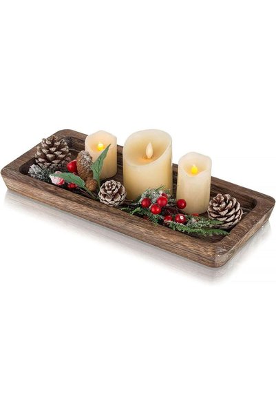 Generic Wooden Decorative Tray Candle Holder - Wood Long Narrow Tray Home Dec...