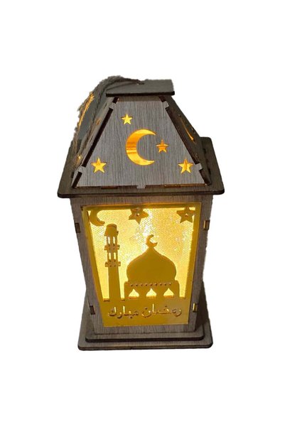 Generic 1 Piece Wooden Ramadan Lantern with Warm White Light, Ramadan Kareem ...