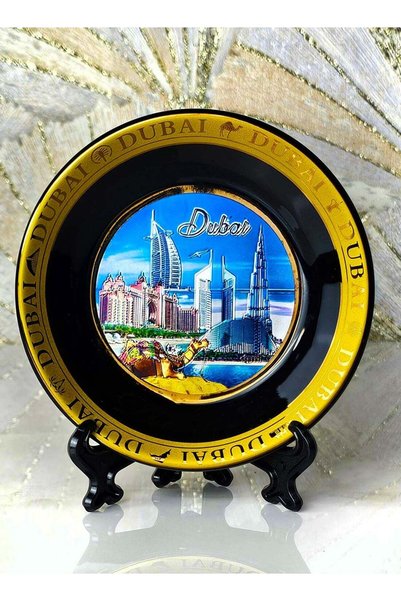 Generic Souvenir Souq Decoration Ceramic Plate Gold plated 11cm 02