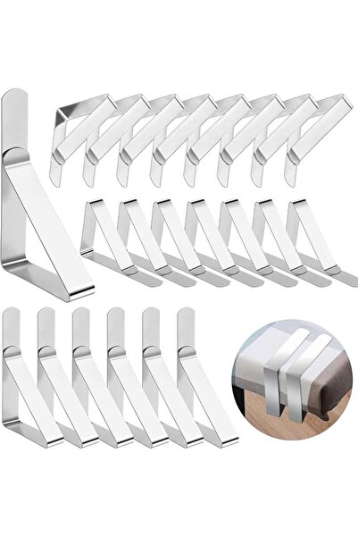 Thrilez Tablecloth Clips, 24 Pieces Stainless Steel Table Cover Clamps for In...