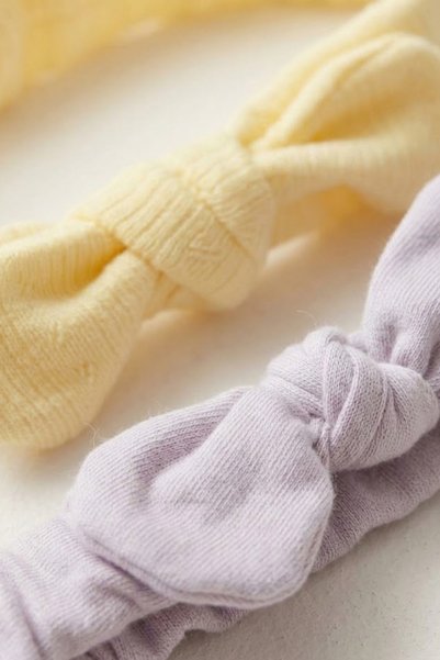 lilico Baby Girl Bow Hair Band Bandana Set of 2 0-2 Years Old 100% Cotton Openwork Combed Cotton and Interlock