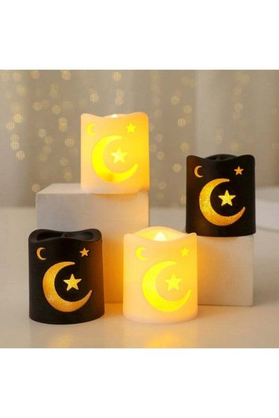 Generic Set of 4 LED Decorative Candles with Star Moon Design, Battery Powere...