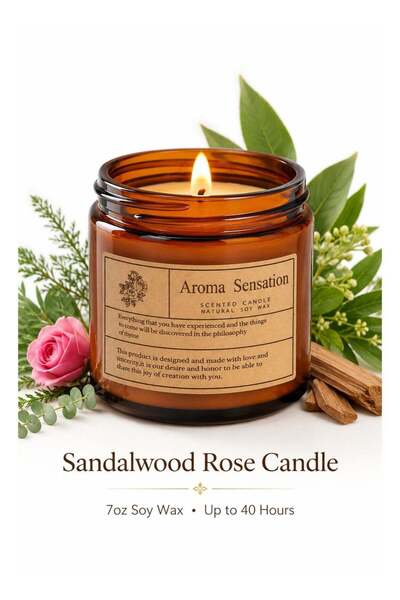 Generic Sandalwood Rose Scented Candle 7oz, Soy Wax Aromatherapy Candle in Gl...