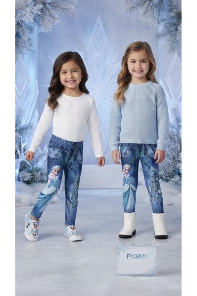 Frozen 0005 Girl's Blue Elsa Patterned Tights
