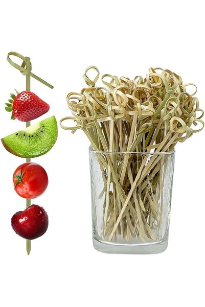 JOYZZZ Bamboo Fruit Sticks, 100 PCS 12cm Natural Wooden Toothpicks for Party ...