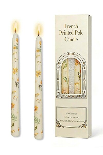 Generic Ivory Valley Iris Floral Taper Candles, 2 Pack 10 Inch Pastel Smokele...
