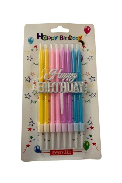Generic 8 Pcs Colored Long Happy Birthday Candles Cake Party Decorations ~ Se...