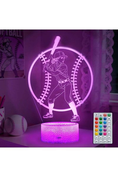 Generic ARS 3D Illusion Baseball Night Light with Remote Control and 16 Color...