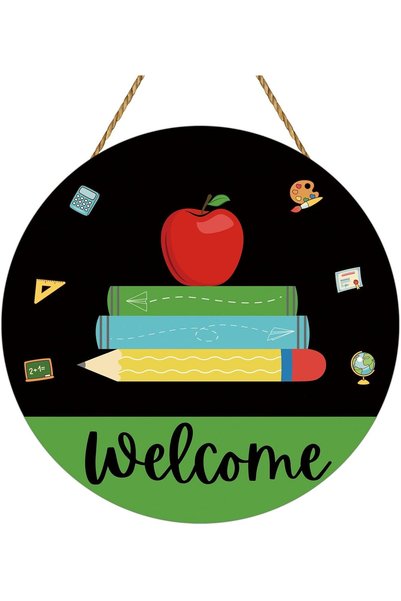 Generic ARS Classroom Door Decorations Welcome Sign for Classroom Apple Book ...