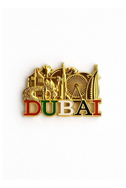 Generic High-quality metal fridge magnet Gold Plated with Dubai landmarks, Bu...