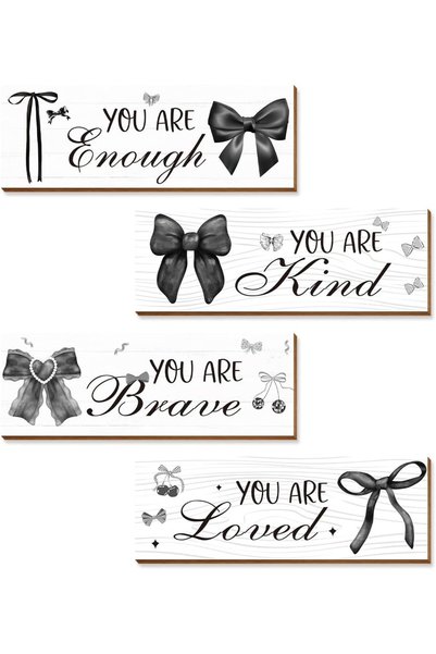 Generic ARS 4 Pcs Black White Bow Wall Art Decor, Vintage Dark Coquete Room D...