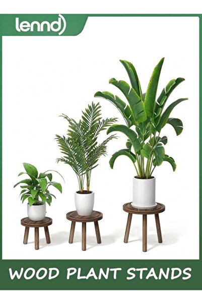 Generic 3-Pack Wood Plant Stands Indoor, Single Plant Stand for 15-30 cm Pots...