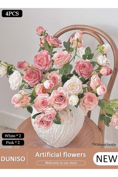 Generic 4 PCSRoses Artificial Flowers, Artificial Multicolored Roses Flower S...