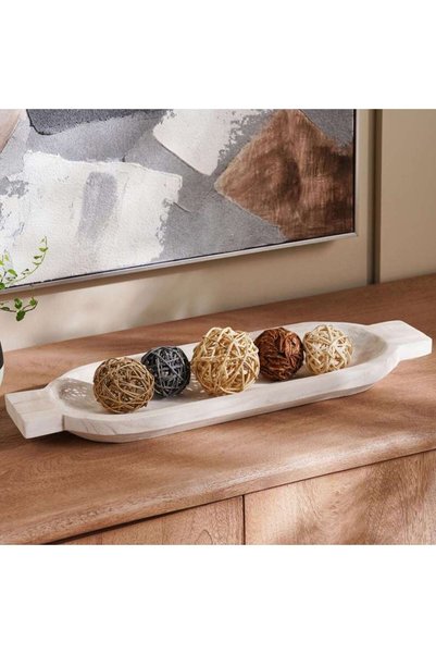 Generic Alida Wooden Decor Boat Tray 50x17x4cm - White - 112AIC9902881