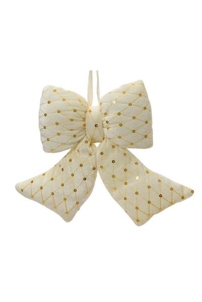 Generic Kaemingk Bow – Polyester Velvet with Gold Spangles, Christmas Decorat...