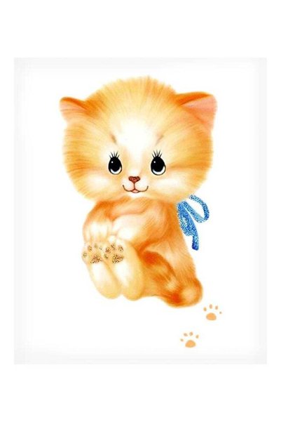 Generic Kitty Themed Metallic Plate White/Yellow 20x15cm