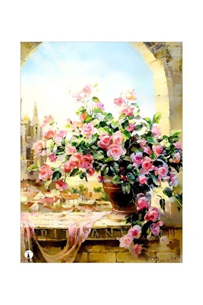 Generic Floral Themed Metallic Plate Pink/Green/Beige 20x15cm