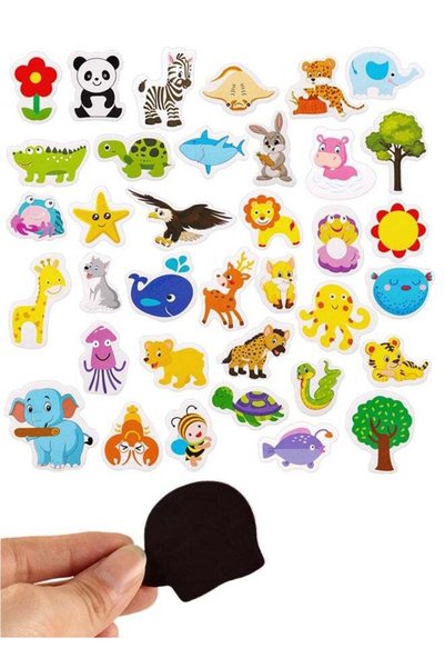 Generic 36 PCS Wooden Animal Magnets, Fridge Magnets for Kids Toddlers, Carto...