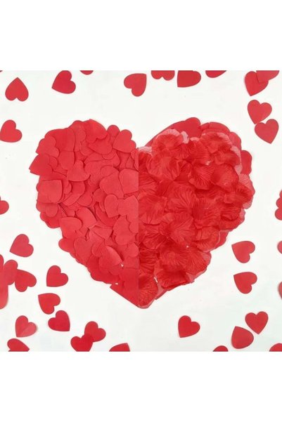 Generic 1100PCS Romantic Rose & Heart Confetti Mix – Red Artificial Rose Peta...