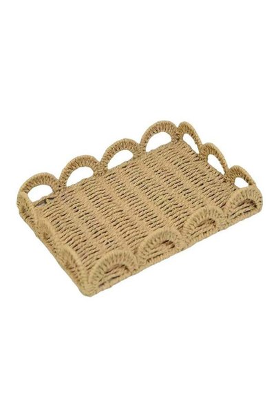Generic Natural Handmade Paper Rope Storage Basket Tray, Elegant Wavy Rim Dec...
