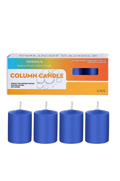 Generic 4 Pack Blue Pillar Candles, 1.5x2 Inch, Long-Lasting, Dripless and Sm...