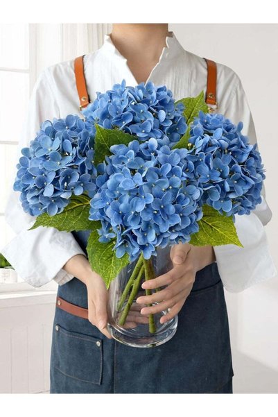 Generic Artificial Hydrangea Flowers with Vase, 4Pcs Silk Fake Flowers Arrang...