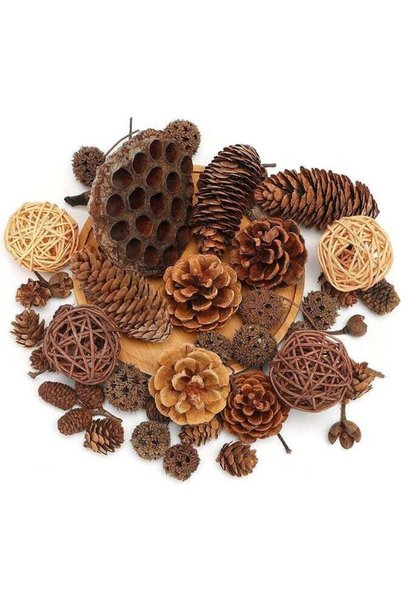 Generic Natural Pinecone and Acorn Decoration Set, Artificial Berry and Pinec...