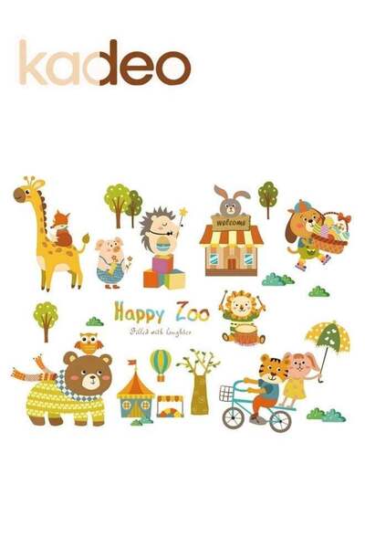 Generic Cute Zoo Animal Wall Stickers Wall Decals Wallpaper for Kids Room, Nu...