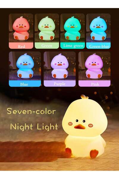 Generic Cute Duck Night Light, 7 Colors Dimmable Silicone Squishy LED Lamp wi...