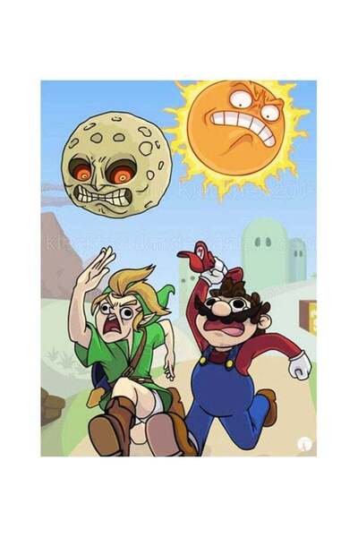 Generic Super Mario Themed Metallic Plate Blue/Green/Beige 20x15cm