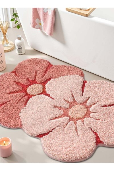 Generic Flower bath blanket, flower bath mat, soft and fluffy red carpet, abs...