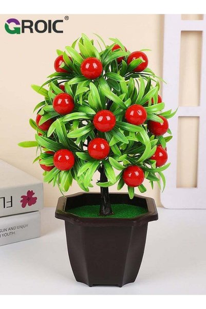 Generic Cherry Artificial Plant, Potted Fake Plant Fall Decor for Home, Offic...