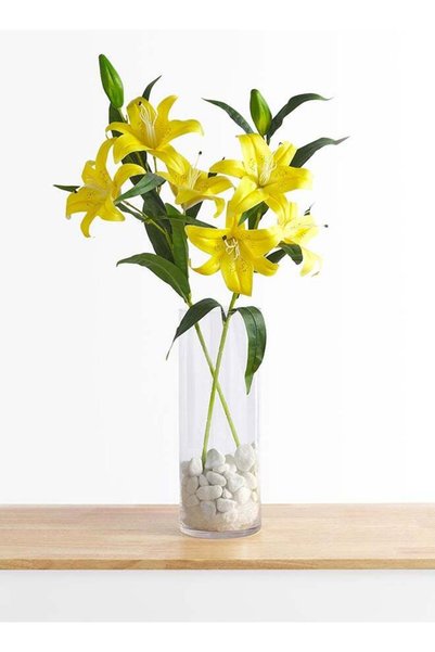 Generic Lily 2pc Flower Stick with 6 Buds – Yellow | 96cm Artificial Flower S...