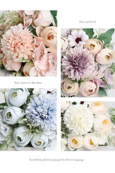 Generic Nordic Style Artificial Flower Bouquet Set | Includes Roses, Hydrange...