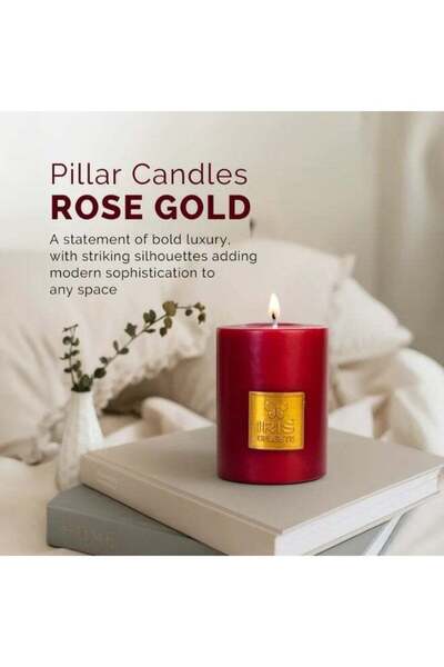 Generic Rose Gold Scented Pillar Candle 3 inch - 320grams, 11oz | 40 hours Bu...