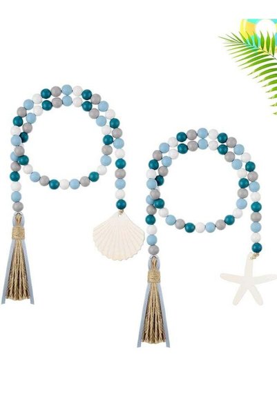 Generic 2 Pcs Farmhouse Seashell Bead Garland with Tassels, Decorative Beads,...
