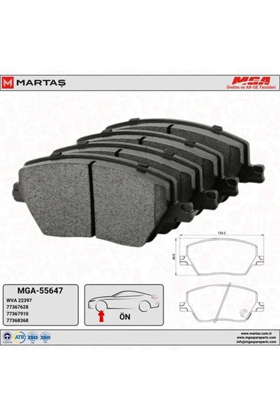 MGA Egea Ön Fren Balata - Mga-55647 Oem: 77367628 - 77367910
