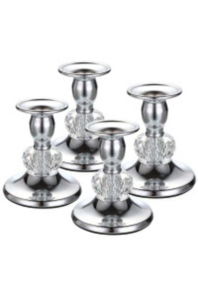 Generic Elegant Crystal Candle Stands Vintage Brass Taper Candle Holders 4PCS...
