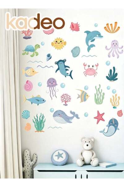 Generic Ocean Animal Wall Stickers for Kids Room, Underwater Sea Creatures Wa...