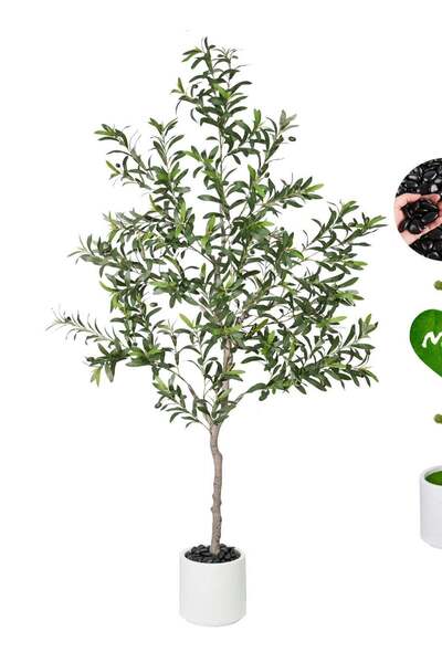 Generic Artificial Olive Trees Indoor,Faux Olive Tree with White Planter Pot,...