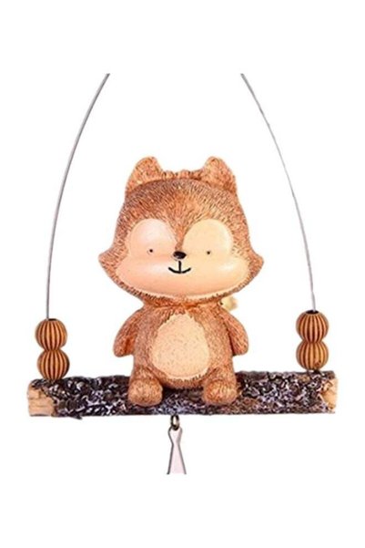 Generic Cartoon Resin Fox Wall Pendant Christmas Bell Brown
