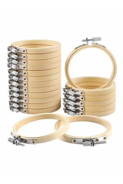 Generic Embroidery Hoops Frame Set Bamboo Wooden Embroidery Hoop Rings for DI...