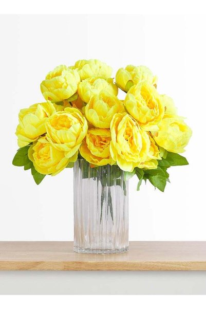 Generic Peony 4pc Flower Bunch with 24 buds – Yellow | 65cm Artificial Flower...