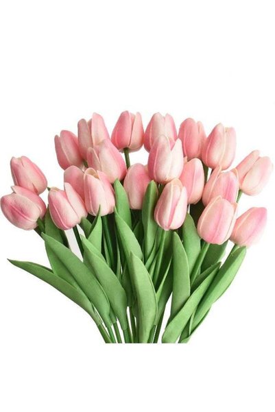 Generic 20 Stems Ultra Realistic Artificial Tulips Bouquet - Light Pink 32cm ...