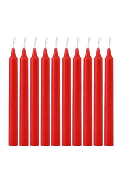 Generic 10 Pack Red Taper Candles - 1.7cm x 20cm Smokeless Unscented Dripless...