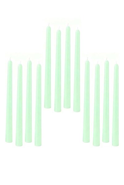 Generic 12 Pcs White-Green Taper Candles - 10 Inch 25cm 0.87 Inch 2.2cm Diame...