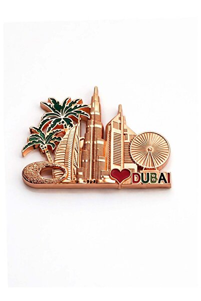 Generic Stylish UAE fridge magnet Rose Gold plated with Dubai landmarks, Burj...