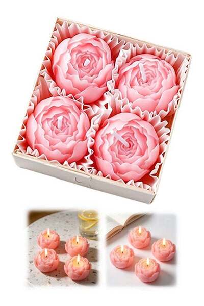 Generic 4 Pack Pink Rose Scented Candles, Natural Soy Wax Essential Oil Aroma...